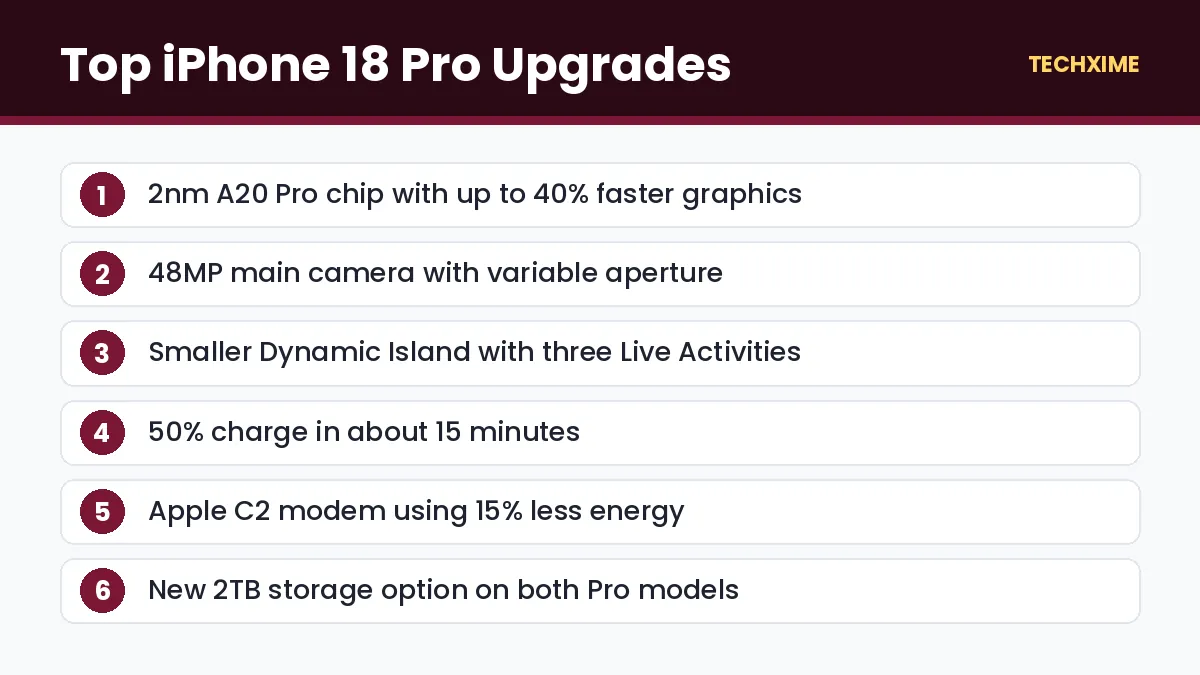 Top iPhone 18 Pro Upgrades